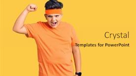  Presentation with anger kid - Slide deck with little-boy-kid-wearing-sportswear background and a yellow colored foreground