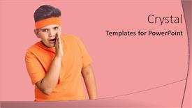  Presentation with talk - Slides having little-boy-kid-wearing-sportswear background and a coral colored foreground