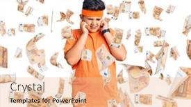  Presentation with noise - Audience pleasing PPT theme consisting of little-boy-kid-wearing-sportswear backdrop and a lemonade colored foreground