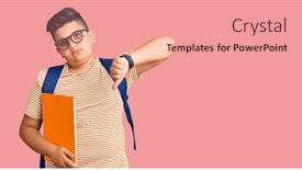  Presentation with angry kid - Colorful presentation enhanced with little-boy-kid-wearing-student backdrop and a coral colored foreground