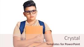  Presentation with student attitude - Colorful PPT theme enhanced with little-boy-kid-wearing-student backdrop and a lemonade colored foreground