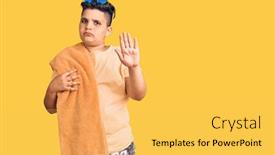  Presentation with defense - Beautiful PPT theme featuring little-boy-kid-wearing-swimsuit backdrop and a yellow colored foreground