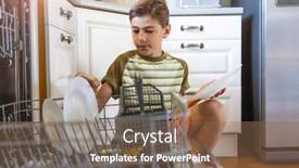  Presentation with loading - Colorful presentation theme enhanced with little-boy-loading-the-dishwasher backdrop and a coral colored foreground
