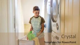  Presentation with loading - PPT layouts consisting of little-boy-loading-washing-machine background and a coral colored foreground