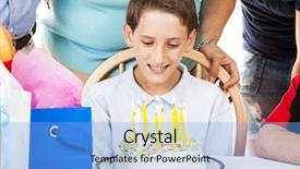  Presentation with birthday boy - Amazing PPT theme having little boy looking at the candles on his birthday cake - ten and one to grow backdrop and a light blue colored foreground