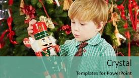  Presentation with hands holding a tree - Colorful presentation theme enhanced with little boy looks at nutcracker backdrop and a seafoam green colored foreground