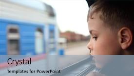 Presentation with sydney train - PPT layouts featuring little boy looks in train background and a  colored foreground