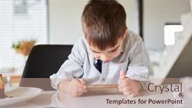  Presentation with smartphone - Presentation consisting of little-boy-looks-intently background and a coral colored foreground