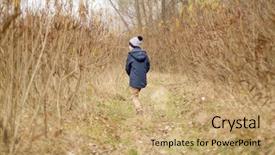  Presentation with sad child - Slide set consisting of little boy lost his way background and a coral colored foreground