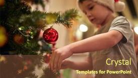  Presentation with family tree - Cool new slide deck with little-boy-loves-decorating-christmas backdrop and a tawny brown colored foreground