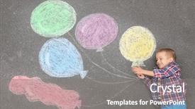  Presentation with tethered hot air balloons - Cool new presentation with little boy lying near chalk backdrop and a gray colored foreground