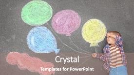  Presentation with chalk - Presentation theme enhanced with little boy lying near chalk background and a coral colored foreground