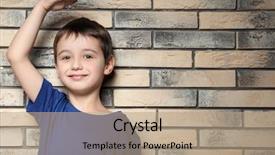  Presentation with brick wall - Beautiful presentation theme featuring little boy measuring height near backdrop and a coral colored foreground