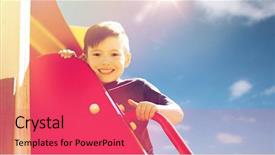  Presentation with children climbing - Audience pleasing presentation theme consisting of little boy on children playground backdrop and a red colored foreground