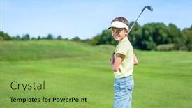  Presentation with course - Colorful slide set enhanced with little boy on golf course backdrop and a yellow colored foreground