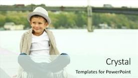  Presentation with big boy - Audience pleasing presentation consisting of little boy on the riverside backdrop and a cool aqua colored foreground