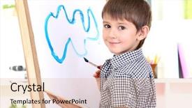  Presentation with buddhas picture - Cool new slide deck with little boy painting paints picture backdrop and a  colored foreground