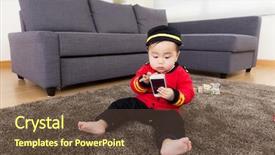  Presentation with play - Beautiful presentation design featuring little boy play with mobile backdrop and a tawny brown colored foreground