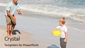  Presentation with frisbee - Colorful theme enhanced with little boy playing frisbee with his father backdrop and a soft green colored foreground