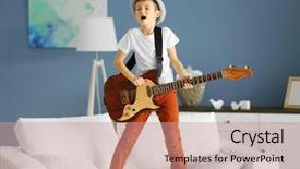  Presentation with guitar - Amazing theme having little boy playing guitar ans backdrop and a coral colored foreground