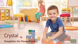  Presentation with blocks - Slide deck featuring little boy playing with blocks background and a lemonade colored foreground