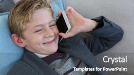  Presentation with rfid phone pay nfc - Presentation having little boy playing with phone background and a  colored foreground