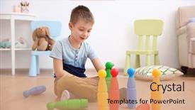  Presentation with two cute sisters playing - Audience pleasing presentation theme consisting of little boy playing with skittle backdrop and a coral colored foreground