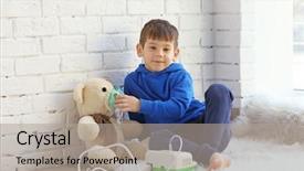  Presentation with nebulizer - Beautiful PPT theme featuring little boy playing with toy backdrop and a light gray colored foreground