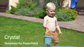  Presentation with children playing - Amazing theme having little boy playing with water near the children's pool on the lawn in the hot summer backdrop and a tawny brown colored foreground