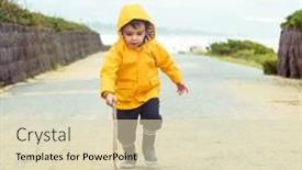  Presentation with yellow wood - Beautiful presentation theme featuring little-boy-playing-with-wood backdrop and a soft green colored foreground