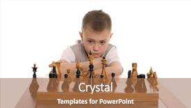  Presentation with strategic - Slide deck consisting of little boy plays chess isolated background and a red colored foreground