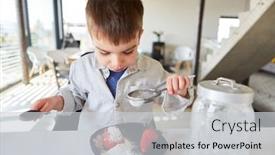  Presentation with living room - Presentation design with little-boy-pouring-icing-sugar background and a light gray colored foreground