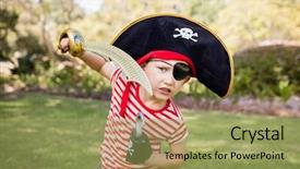  Presentation with pirate - Amazing presentation having little boy pretending to be a pirate in the park backdrop and a yellow colored foreground