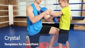  Presentation with train the trainer - PPT layouts having little boy put on boxing background and a ocean colored foreground