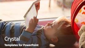  Presentation with children reading - Presentation featuring little boy reading a book background and a tawny brown colored foreground