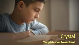  Presentation with reading table - Slides enhanced with little boy reading bible background and a tawny brown colored foreground