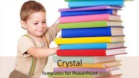  Presentation with books - Theme enhanced with little-boy-reading-pile background and a coral colored foreground
