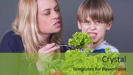  Presentation with eat - Colorful PPT theme enhanced with little boy refusing to eat green salad backdrop and a gold colored foreground