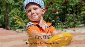  Presentation with baptism baby boy - Slide set enhanced with little-boy-riding-a-baby background and a gold colored foreground