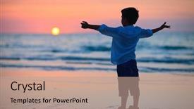  Presentation with sunset at venice beach palm - Cool new presentation theme with little boy silhouette on beach backdrop and a coral colored foreground