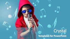  Presentation with blue design - Amazing presentation design having little boy singing with microphone backdrop and a teal colored foreground