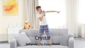 Presentation with microphone - PPT theme enhanced with little boy singing background and a light gray colored foreground