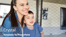  Presentation with naughty boy - Presentation design having little-boy-sits-next background and a ocean colored foreground