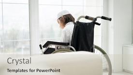  Presentation with wheelchair - Theme having little-boy-sitting-in-wheelchair background and a soft green colored foreground