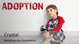  Presentation with adoption - Beautiful slides featuring orphan house family closeup - adoption concept sad little boy backdrop and a light gray colored foreground