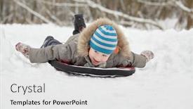  Presentation with slides - Presentation theme featuring little-boy-slides-on-soft background and a white colored foreground