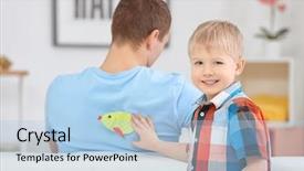  Presentation with food safety fish - Audience pleasing presentation theme consisting of little boy sticking paper fish backdrop and a light blue colored foreground