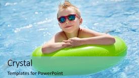  Presentation with rubber - Amazing slide deck having sea sports - little boy swimming backdrop and a light blue colored foreground