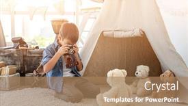  Presentation with marathon hd picture - Audience pleasing presentation design consisting of little-boy-taking-picture backdrop and a coral colored foreground