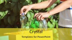  Presentation with plastic container - Theme consisting of little boy throwing plastic bottles background and a yellow colored foreground